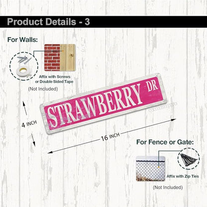 Strawberry Decor Sign Funny Strawberry Themed Gifts Party Decorations Novelty Aluminum Metal Signs Vintage 4x16 Inch Fruit Wall Art for Home Kitchen Room Office Cabin Garden Man Cave Bar Café
