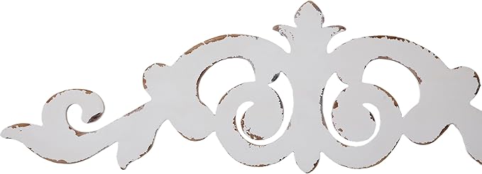 SOFE Rustic Wood Scroll Wall Decor, 35 × 10 Inches Over The Door Decor, Shabby Chic White Above Couch Wall Decorations, Large Hanging Artwork for Bedroom, Hallway Entryway