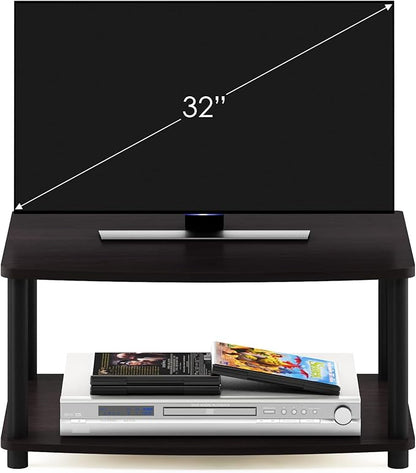 Furinno TURN-N-TUBE TV Riser Stand, 2-Tier Small Elevated No Tools TV Stand, TV Console for TV up to 32 inch, 15.8 x 23.8 x 11, for Living Room, Bedroom, Dark Walnut