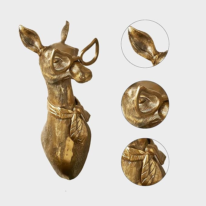 Animal Heads Wall Decor, Deer Head Wall Mount, Resin Animal Sculptures Head Wall Hanging Decoration for Family Living Room Bedroom Bathroom Kitchen Gift (Sheep)