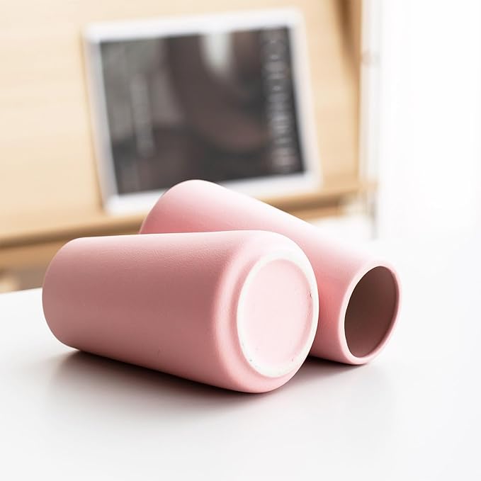 Pink Vase - 6" Pink Ceramic vase for Flower, Cute Modern Vases for Home Decor, Minimalist vases for Centerpieces, Living Room,Bedroom or Gift (Solid Pink, Small)