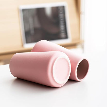Pink Vase - 6" Pink Ceramic vase for Flower, Cute Modern Vases for Home Decor, Minimalist vases for Centerpieces, Living Room,Bedroom or Gift (Solid Pink, Small)