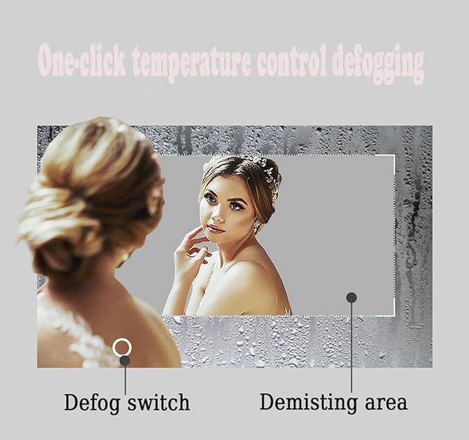 Half Moon LED Bathroom Mirror -Half Moon Mirrors for Wall,Frameless Backlit Smart Vanity Mirrors.3-Color Dimmable,Anti-Fog (Right Semicircle, 20 * 39in/50 * 100cm)