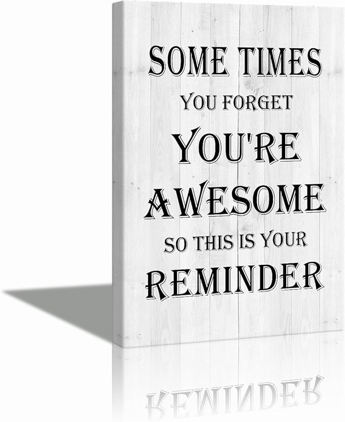 Motivational Wall Decor, You Are Awesome Motivational Canvas Wall Decor, Inspirational Canvas Wall Art for Livingroom, Wooden Framed Inspirational Poster for Office, Dormitory, Meeting Room
