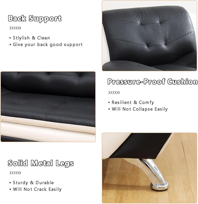 Leather Couches, Living Room Couch Set, Sofa for Bedroom, Apartment, Living Room Furniture Sets a-Leather (Black&White, Sofa+Loveseat+Chair)