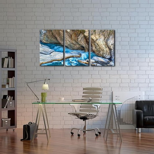 Pacimo 3 Piece Canvas Wall Art - Taroko National Park Beautiful Scenery Pictures Painting Prints on Canvas Modern Artwork Home Wall Decor Stretched and Framed Ready to Hang - 16"x24"x3