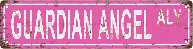 GUARDIAN ANGEL ALY GIRLS WOMEN Metal Tin Street Sign Bar Cafe Garage Cave Home Room Wall Bathroom Farmhouse Garden Porch Patio Decor, 16 x 4 Inch