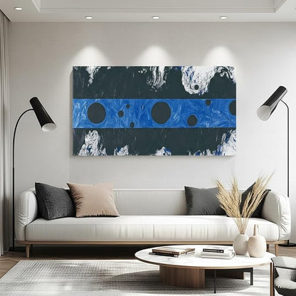 Iallbin Abstract Canvas Wall Art, Large Wall Art for Living Room, for Wall Modern Paintings Wall Decor Living Room (Abstract, Black and Blue, 58L x 29W)