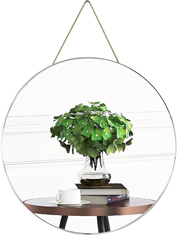 Funerom Round Wall Mirror 15.4 Inches Circle Mirror Bathroom Mirrors for Over Sink Sliver