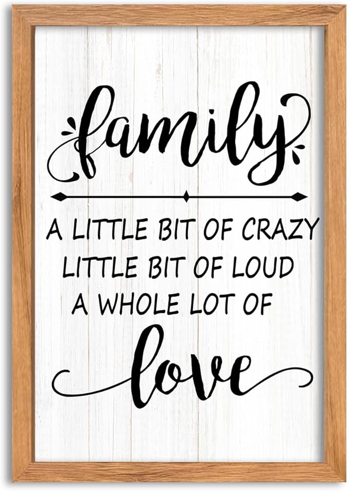 AuraPeak Family Wall Decor For Family A Little Bit Of Crazy Sign Hallway Entryway Horizontal Home Modern Positive Farmhouse Living Room Wall Hanging Art (Wood 16"×10")