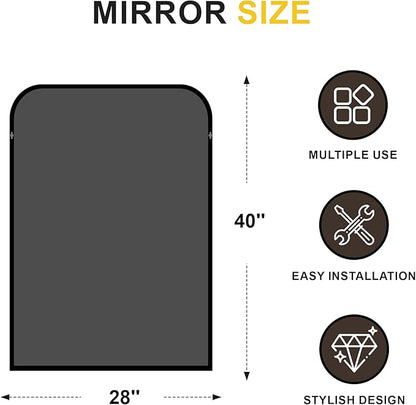 Bathroom Vanity Mirror for Wall, 40" x 28" Black Metal Framed Bathroom Mirror for Mantel, Living Room, Bedroom, Entryway, Fireplace Decor