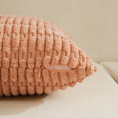 Fancy Homi 4 Packs Decorative Throw Pillow Covers for Living Room Couch Bed, Modern Farmhouse Boho Home Décor Accent Cushion Case, 22" x 22", Peach