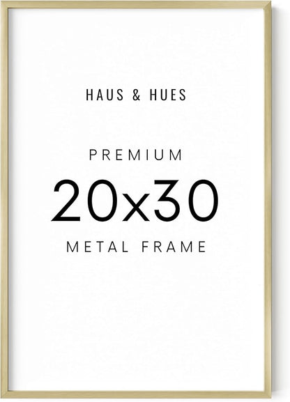 HAUS AND HUES 20x30 Gold Metal Picture Frame - Features Premium Aluminum & Hanging Hardware, Shatterproof Plexiglass - Perfect for Home, Office (20x30 in, Gold, Set of 1)