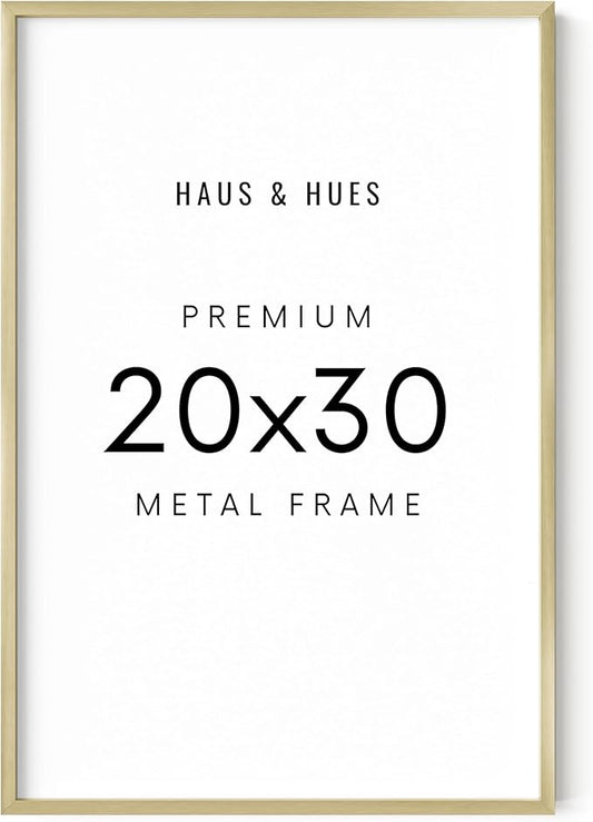 HAUS AND HUES 20x30 Gold Metal Picture Frame - Features Premium Aluminum & Hanging Hardware, Shatterproof Plexiglass - Perfect for Home, Office (20x30 in, Gold, Set of 1)