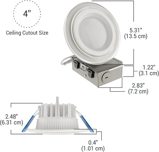 HALO 4 in Dual Zone Smart Wi-Fi Canless LED Ceiling Light Fixture 4-Pack Connected by WiZ Pro, Dimmable, Full Color, SpaceSense Motion Detection - RLWZDZC4-4PK
