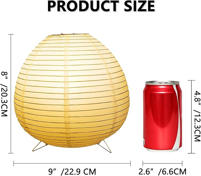 YY YEARCHY Table Lamp Paper Lamp Standing Lamps with Rice Paper Shade for Bedroom Livingroom (Egg 2 Pack)
