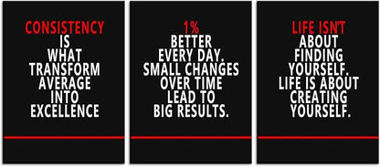 WYJZDZQ8 Inspirational 3 Pieces Poster Motivational Wall Art Canvas Prints Artwork for Office Living Room Modern Home Decor Painting Pictures Stretched and Framed Ready to Hang [36''Wx 16''H]