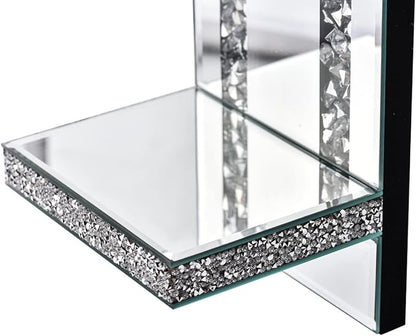 Aeveco Crystal Crush Diamond Mirrored Candle Sconces, Silver Wall Candle Holder Set of 2, Wall Decorations for Living Room，Dining Room (Rectangle Stripe (Style 4))