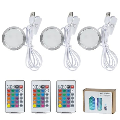3PCS Remote Control RGB LED Lamp Kit 001 for Bambu Lab H2D/X1/P1P/A1 Multicolor RGB Includes Button Battery Makerworld for Anycubic Makeronline 3D Printer light DIY Hardware Model Parts USB
