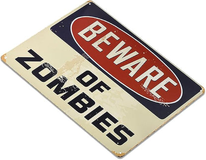 Warning Beware of Zombies Funny Tin Sign Bar Pub Garage Diner Cafe Home Wall Decor Home Decor Art Plaque Retro Vintage