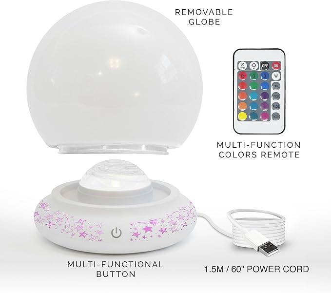 Orblux Calming Autism Sensory Light, Aurora Light Projector | 2-in-1 Globe Cover for Contained Sensory Effect or Open for Northern Lights Effect | Kids Night Projector | Calming, 15 Colors & Remote