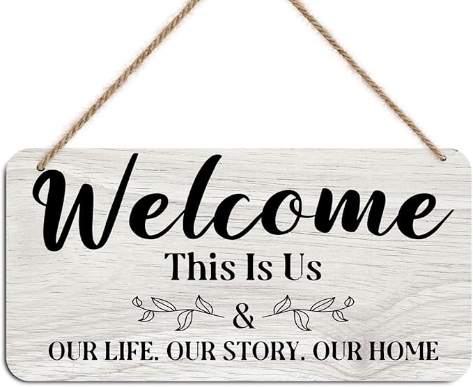 This is Us Our Life Our Story Our Home Wall Decor, Vintage Wooden Wall Decoration Family Hanging Sign for Living Room Front Door, New Home Decor Housewarming Gifts