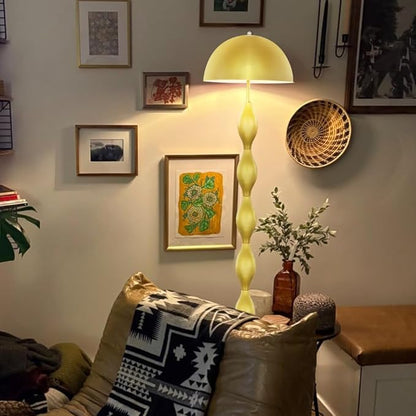 Floor Lamp Creative Mushroom Lamp, Gold Standing Lamp with Foot Switch, Creamy Style Modern Tall Lamp for Living Room, Bedroom, Office, Corner, E26/E27 Bulbs Compatible