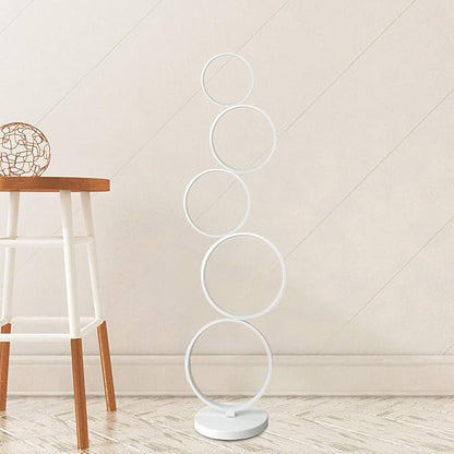 LAKIQ Modern Living Room LED Floor Lamps Plug-in Acrylic Stacked Rings Standing Lamps for Bedroom(White, Neutral Light)