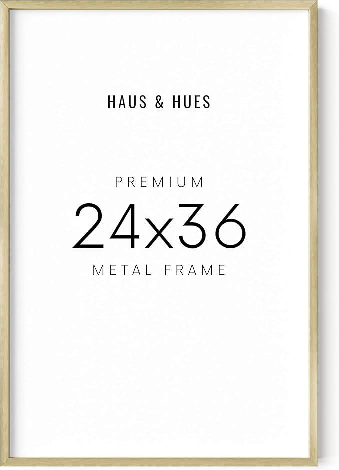 HAUS AND HUES 24x36 Gold Poster Frame - Premium Aluminum for Large Artwork and Movie Displays - Lightweight Modern Wall Frame for Home or Office
