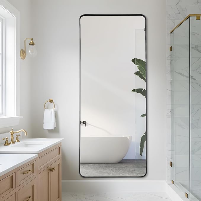 Anpark Rectangle Mirror Full Length 30" x 71" Large Floor Mirror Black Shadow Box Frame Wall Mounted for Home Decor Hanging Leaning Wall Full Body Dressing for Closet Bedroom