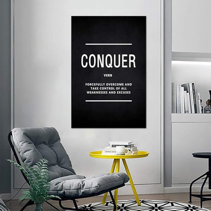 Yatsen Bridge Motivational Wall Art for Office Inspirational Canvas Painting Conquer Verb Posters Inspiring Quotes Positive Motto Sign Prints Artwork Home Living Room Decorations Framed (24”Wx36”H)