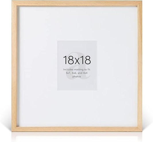 artisane home goods - Gallery Frame 1.0, Picture Frame, 18x18 White Oak, Gallery Wall Frame Set, Large Picture Frame, Oversized Mat (4x4, 4x6, and 5x7)