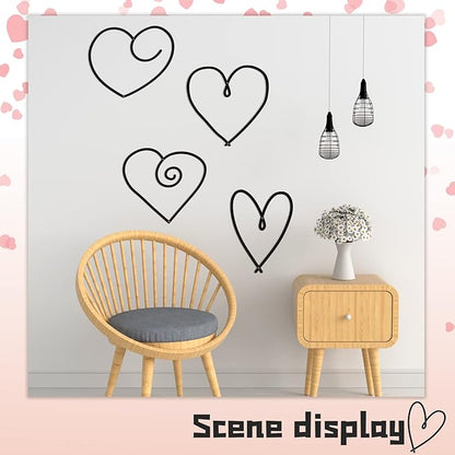 Hotop 4 Pieces Heart Metal Wall Decor Love Sign Minimalist Style Hearts Black Wall Art for Bedroom Living Room Decoration