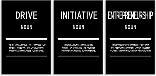 3 Panel Entrepreneurship Initiative Drive Motivational Canvas Wall Art Inspirational Leadership Print Poster Painting Modern Inspiring Artwork for Home Office Living Room Wall Decor[72''Wx 36''H]