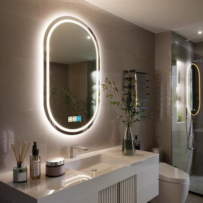 20X28 inches Oval LED Bathroom Mirror with Lights, Anti-Fog, Dimmable, Backlit + Front Lit, Lighted Bathroom Vanity Mirror for Wall, Memory Function, Tempered Glass, Shatter-Proof