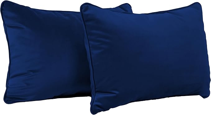 FDP 16" x 24" Velvet Rectangle Lumbar Pillow Set with Piping Decorative Throw Pillow for Home Dcor in Living Room, Bedroom or Lounge (2-Pack) - Eclipse, 15160-348