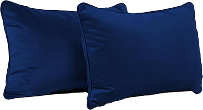 FDP 16" x 24" Velvet Rectangle Lumbar Pillow Set with Piping Decorative Throw Pillow for Home Dcor in Living Room, Bedroom or Lounge (2-Pack) - Eclipse, 15160-348