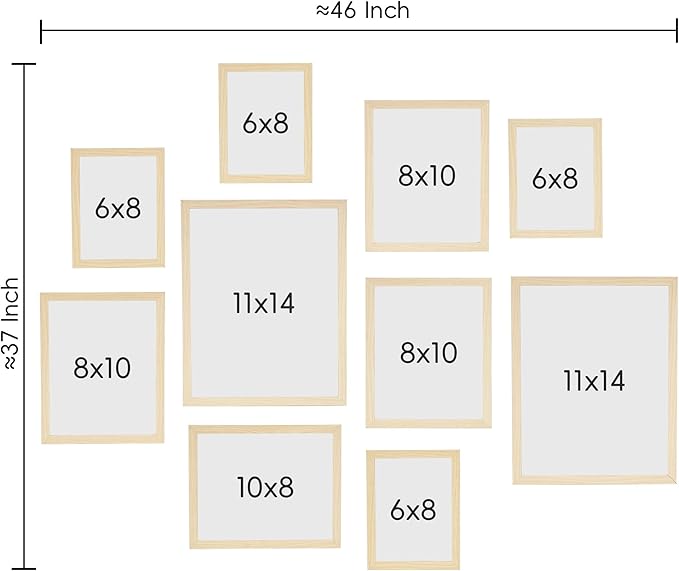 ArtbyHannah Neutral Gallery Wall Frames Set of 10 with Decorative Minimalist Art Prints and Picture Frame Set Wall Art Decor for Modern Home Decoration, Assorted Size 6x8 x4, 8x10 x4, 11x14 x2