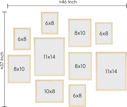 ArtbyHannah Neutral Gallery Wall Frames Set of 10 with Decorative Minimalist Art Prints and Picture Frame Set Wall Art Decor for Modern Home Decoration, Assorted Size 6x8 x4, 8x10 x4, 11x14 x2