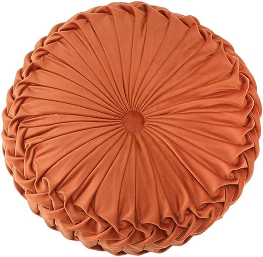 Baiyuruodie Round Velvet Pillow, Sofa Bed Bedroom Decorative Throw Pillow (38cm, Orange)