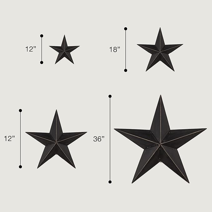 The Hearthside Collection CWI Gifts Metal Barn Star - 36 inch Galvanized Hanging Star - Farmhouse Wall Decor - Black