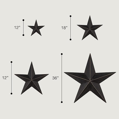 The Hearthside Collection CWI Gifts Metal Barn Star - 36 inch Galvanized Hanging Star - Farmhouse Wall Decor - Black