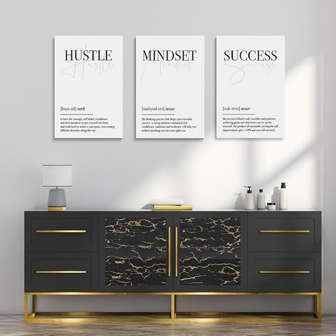 GUBIYU The Hustle Inspirational Canvas Motivational Poster for Mens Home Wall Decor Large Success Hustle Wall Art Office Wall Decor Entrepreneur Positive Quotes Wall Print for Office Workplace 24"x36"
