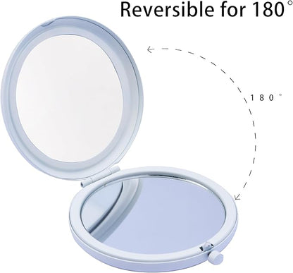Compact Mirror for Purse, Metal Round Shell, Double-Sided 1X/12X Magnifying, Portable Travel Small Makeup Mirror, Mini Pocket Mirror, White,24 Pack
