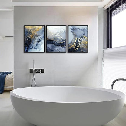 Black Framed Canvas Wall Art For Bedroom Abstract Wall Decor For Living Room Abstract Ink Paintings Wall Artworks Hang Pictures For Office Decor Bathroom Home Decorations Posters 12"X16" 3 Piece