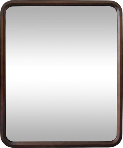 Bathroom Mirror for Wall,Wood Rectangle 30 x 36 inch Hanging Vatiny Tempered Mirrors with Rounded Corner for Living Room,Bedroom,Entryway