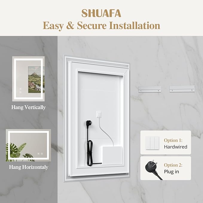 40X24 Inch LED Bathroom Mirror with Lights, Frontlit+ Backlit Bathroom Vanity Mirror for Wall, Ultra-Clear Tempered Glass, Shatter-Proof, Anti-Fog and Memory Function, ETL Listed