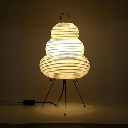 Japanese Noguchi Inspired Table Lamp Zen Rice Paper Lantern with Warm Light for Bedroom Living Room or Office Modern Japandi Decor(Segment)