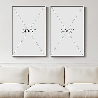 Large White Framed Blue and Gold Abstract Canvas Wall Art for Living Room, 2 Piece Modern Minimalist Prints Paintings Artwork for Walls, Glitter Pictures for Hallway Dining Bedroom Wall Decor 24x36 In