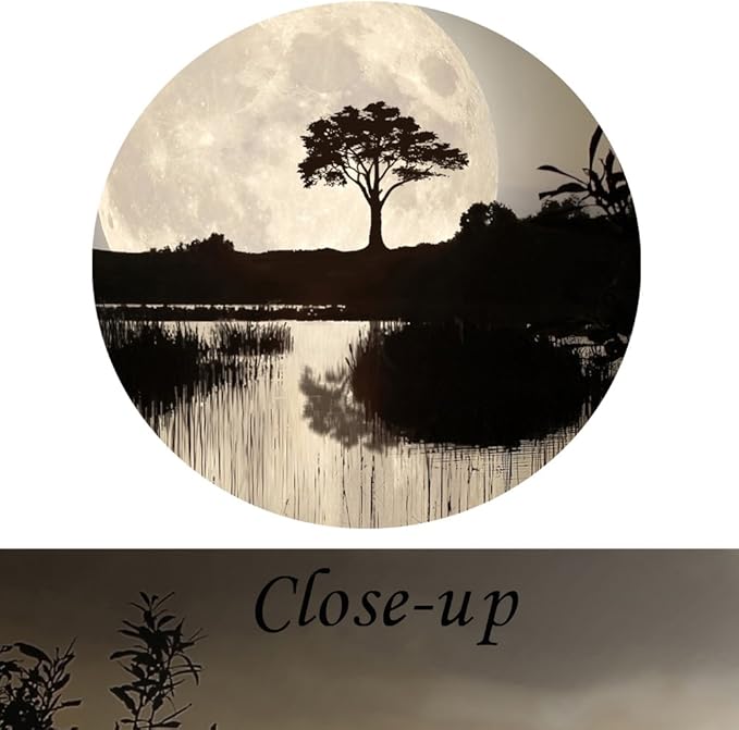 KREATIVE ARTS - 4 Pieces Canvas Prints Wall Art Big Moon over Lake in Dark Forest Modern Canvas Painting Landscape Picture Peaceful Jungle Poster Giclee Artwork For Home Decor